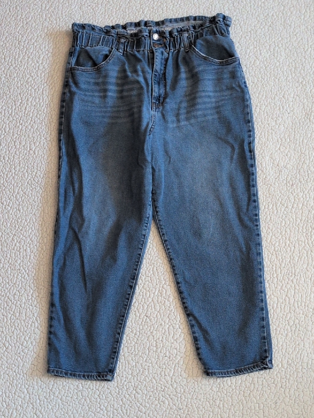 Wild Fable Paperbag Waist High-rise Straight Leg Distressed Dark Wash Jeans